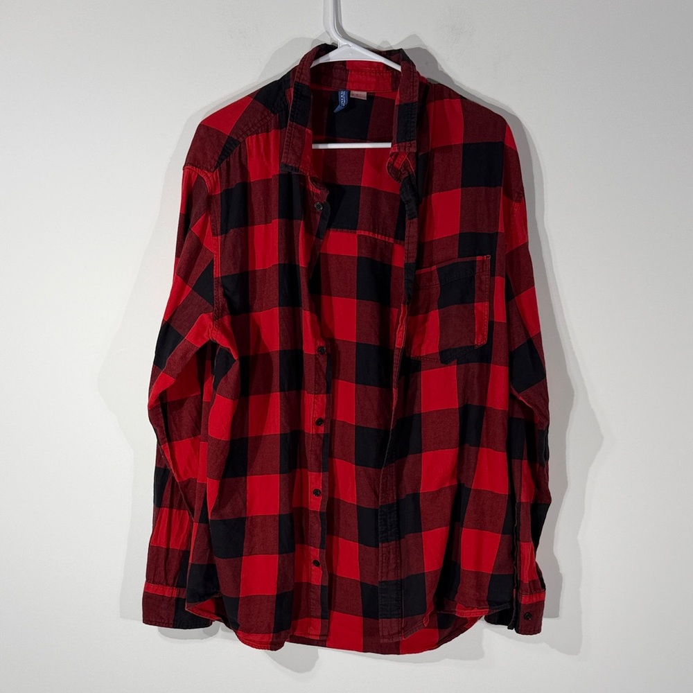 Divided Red and Black Checkered Men's Shirt